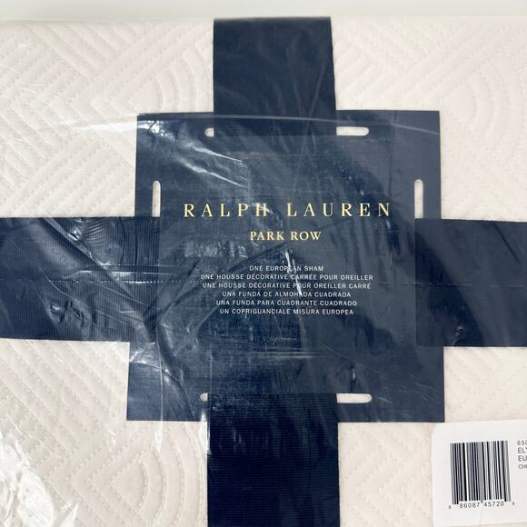Ralph Lauren Park Row Elysia Euro Pillow Sham Chic Cream Cotton $300 NEW NWT - Picture 7 of 10